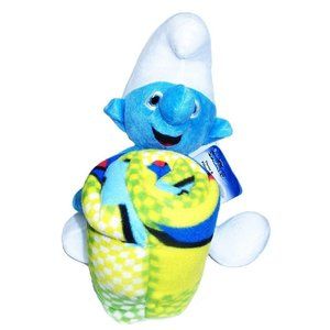 SMURFS THROW & PILLOW SET HUGGER PLUSH BLANKET SOFT